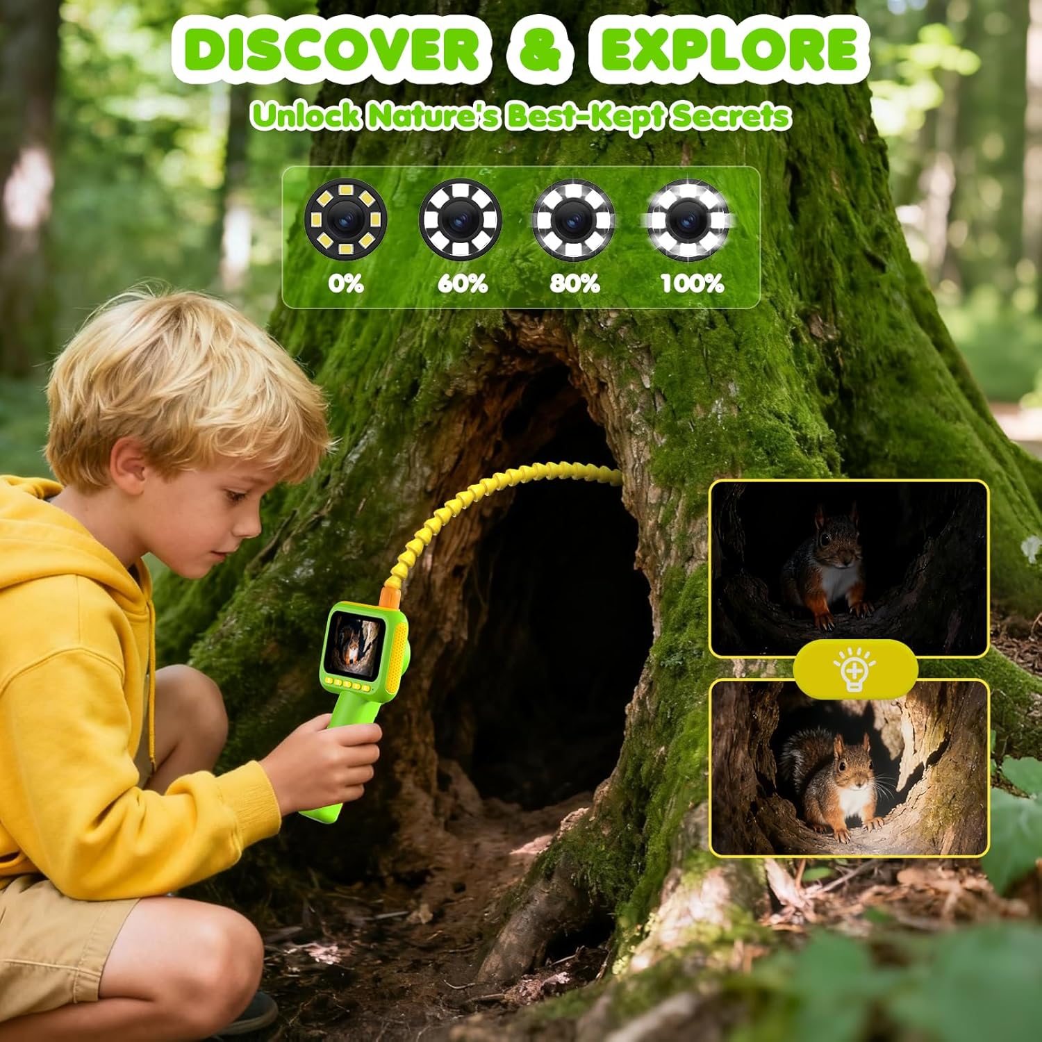 Outdoor Lighting Kits - Endoscopio per Bambini, Telecamera a Serpente